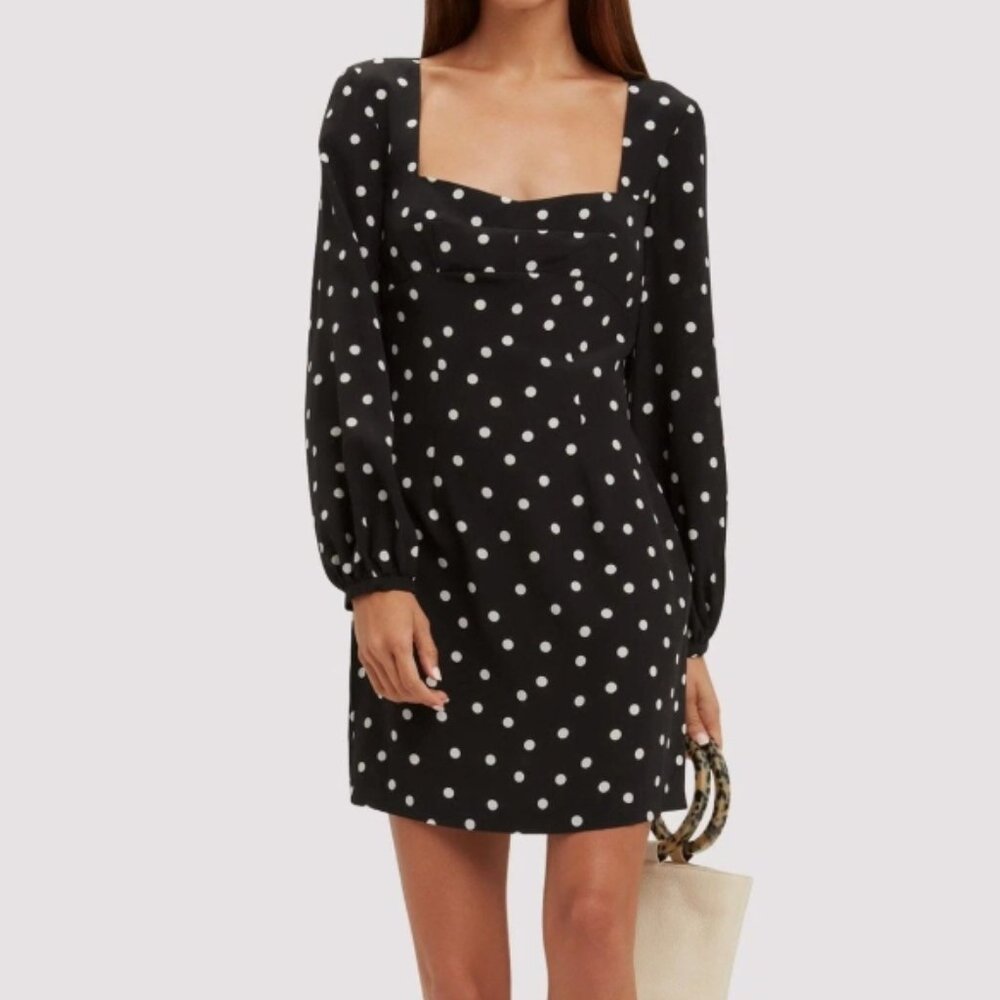Intermix 100% Silk Long Sleeve April Polka Dot Dress XS $325 - Picture 2 of 14